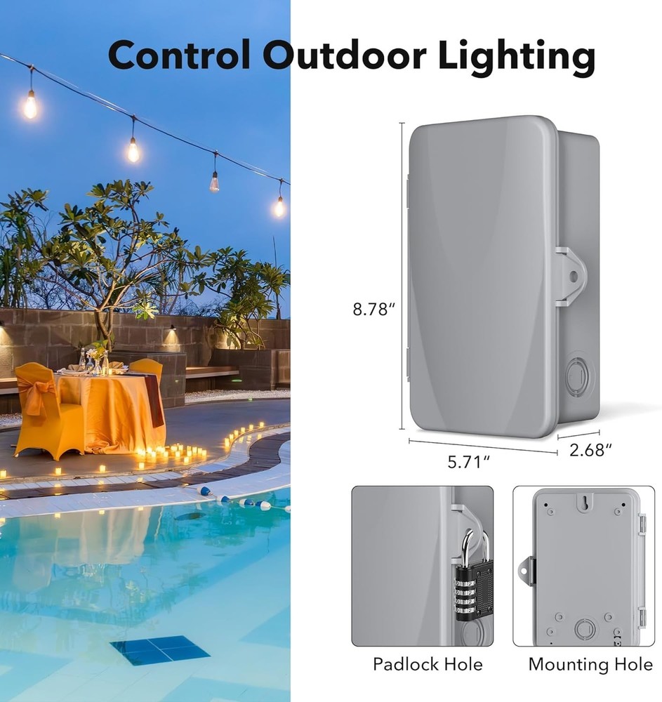 Weatherproof 24-Hour Programmable Timer for High-Power Devices - 120-277 VAC