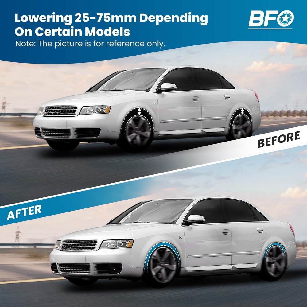 E46 Coilover Struts Adjustable Height Lowering Suspension Kit Black 1998-2005