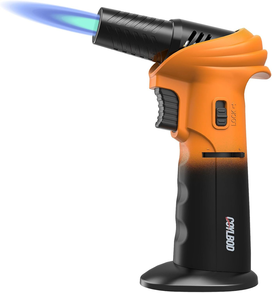 Butane Torch Lighter, 0-90°Rotating Angle Butane Lighter, Refillable Kitchen Tor