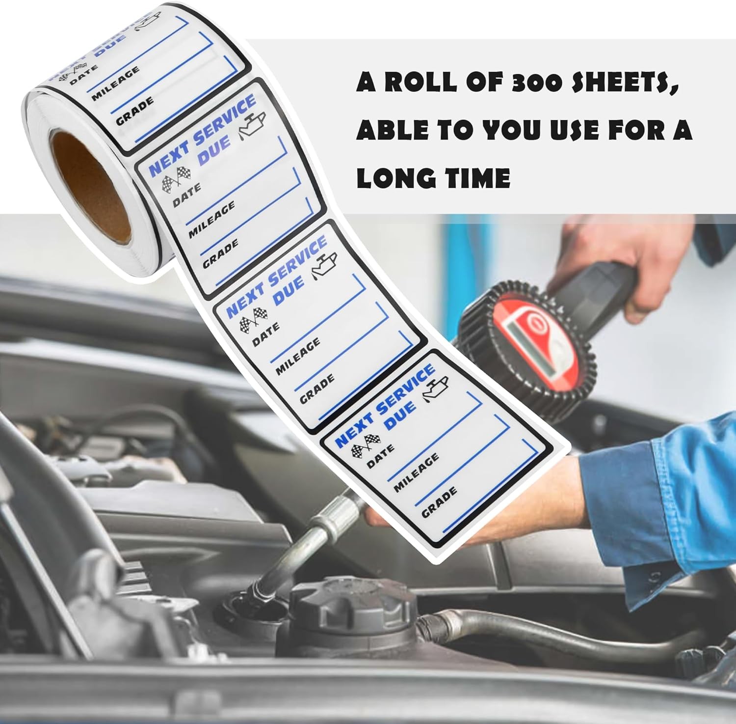 300PCS Car Oil Change Stickers 2x2 Removable Vinyl Next Service Due Labels *NEW*