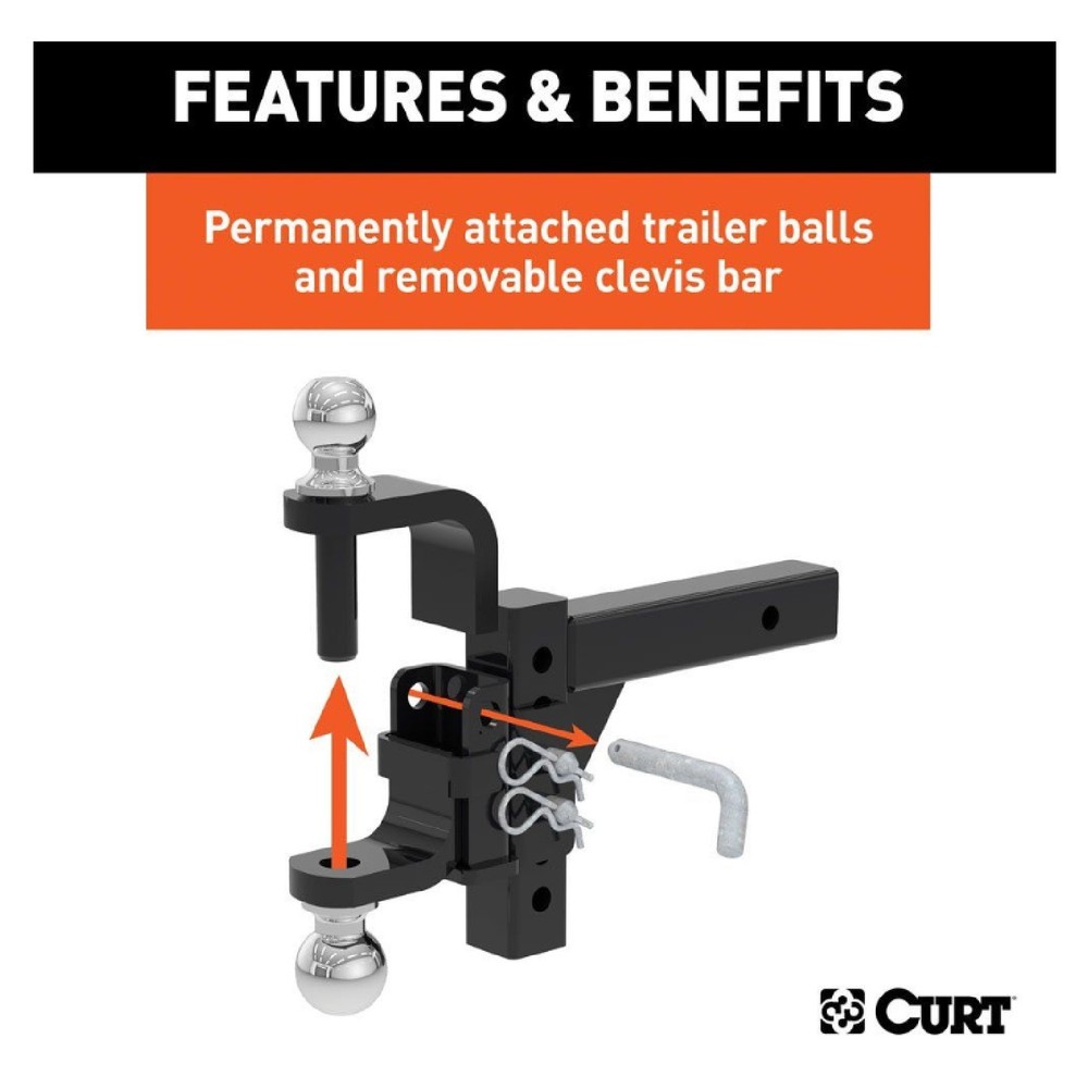 Curt 45049 Adjustable Multi-Purpose Ball & Shank for 2" Receivers