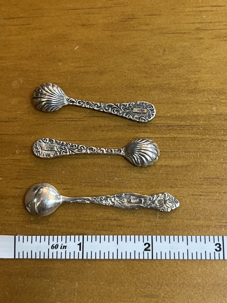 Three Vintage Sterling Silver Salt Spoons