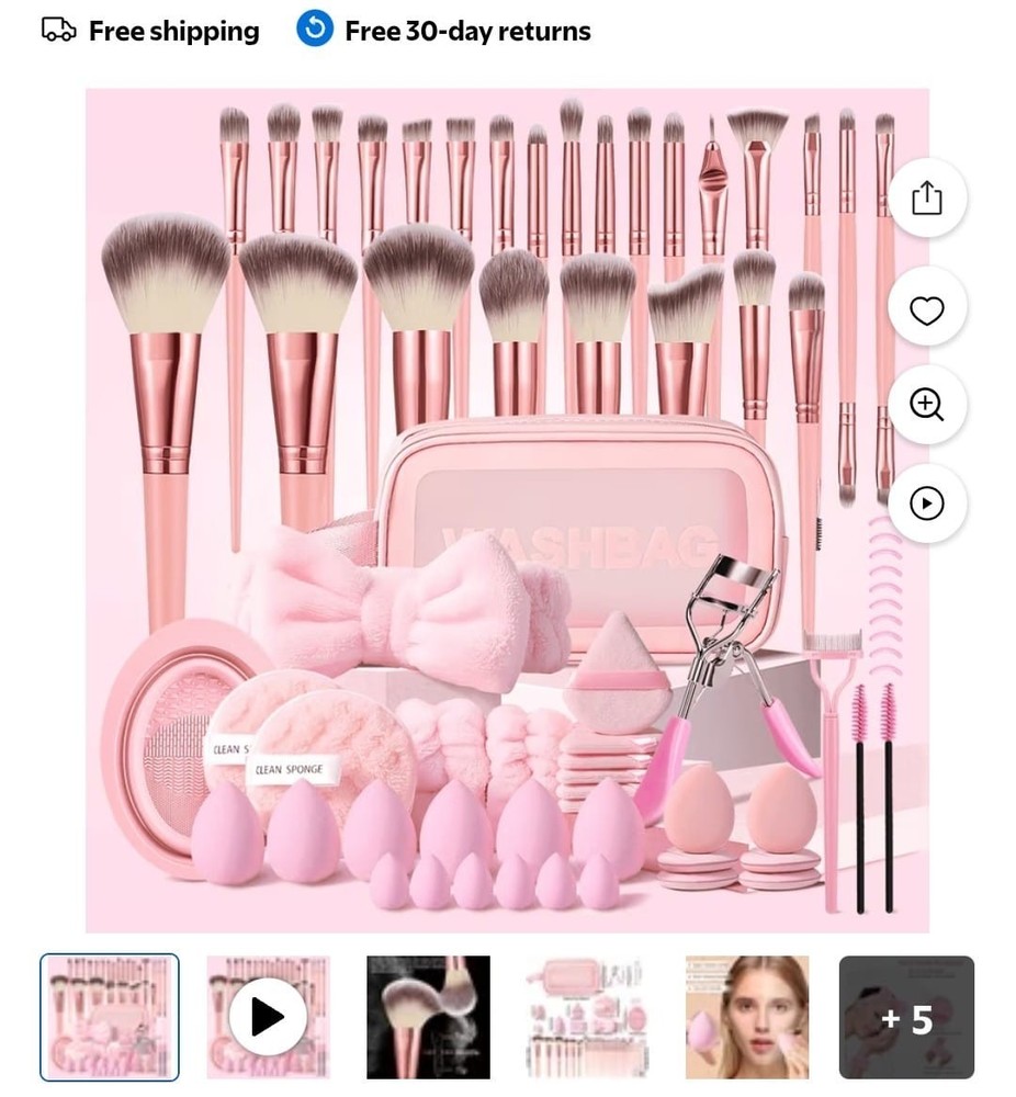 Hghdbt 70pcs Pink Make Up Brush