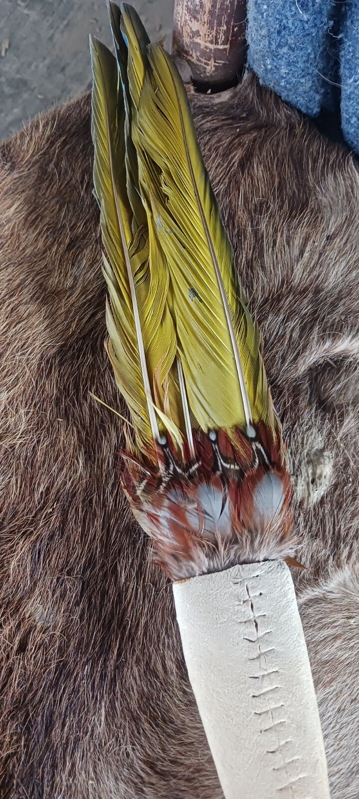 **AWESOME NATIVE AMERICAN CEREMONY SMUDGE PRAYER FAN MACAW 1970s NICE!**