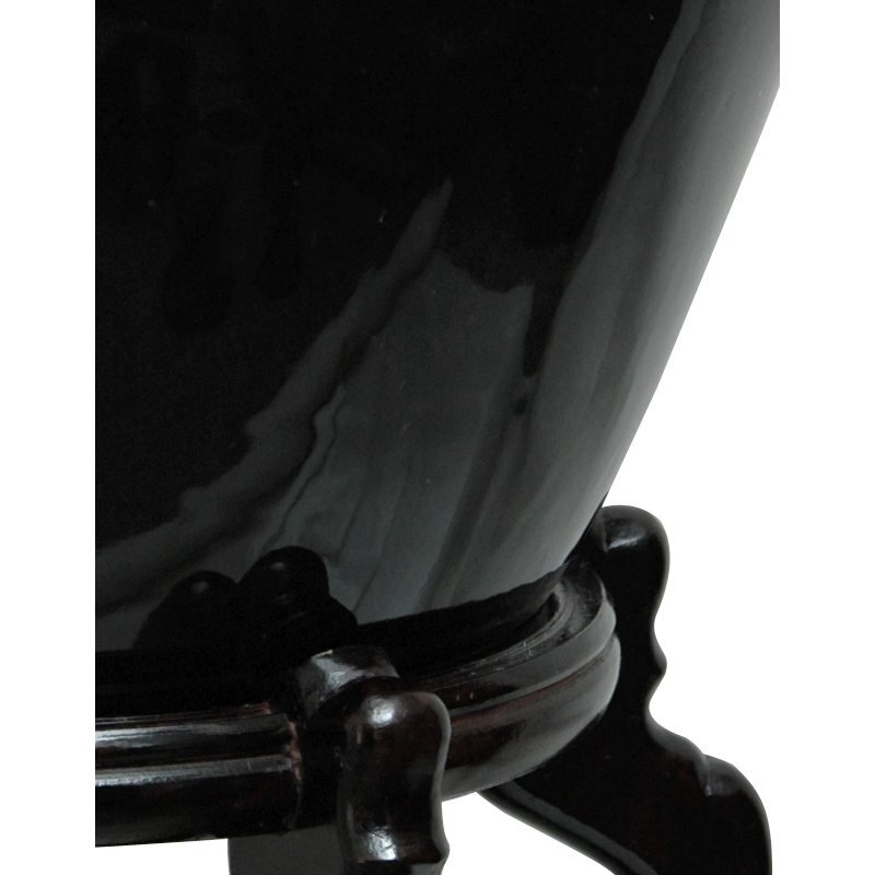 12" Solid Black Porcelain Fishbowl