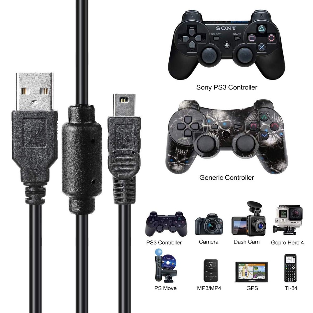 VSEER 2 Pack 10ft PS3 Controller Charger Cable - Mini USB Data Charging Cord...