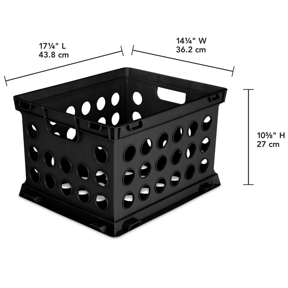 Sterilite Versatile Plastic File Crate with Handles Letter File Storage Black