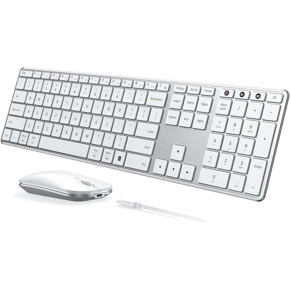 Bluetooth Keyboard & Mouse Set - Fits Windows, Mac, iPad - Rechargeable & Slim