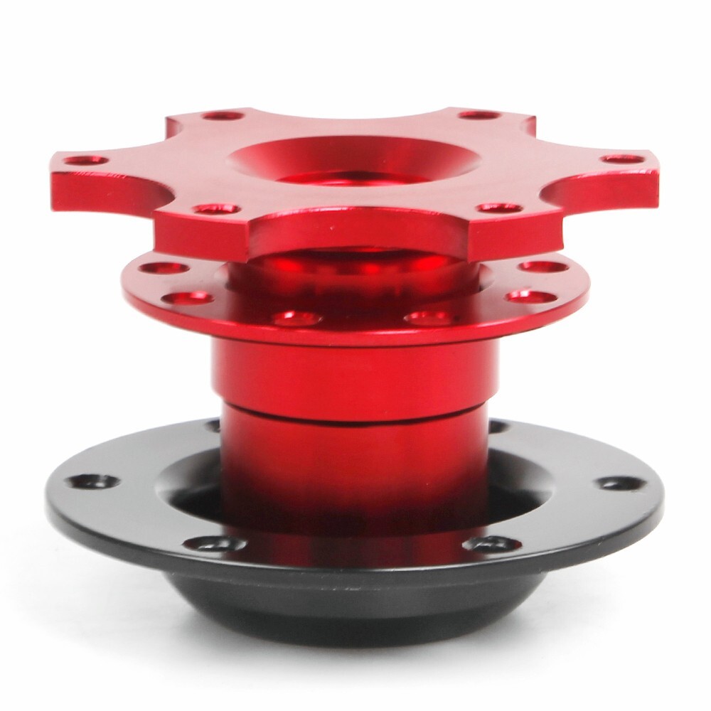 14inch Red Deep Dish Drifting Racing Steering Wheel+Red Quick Release Adapter