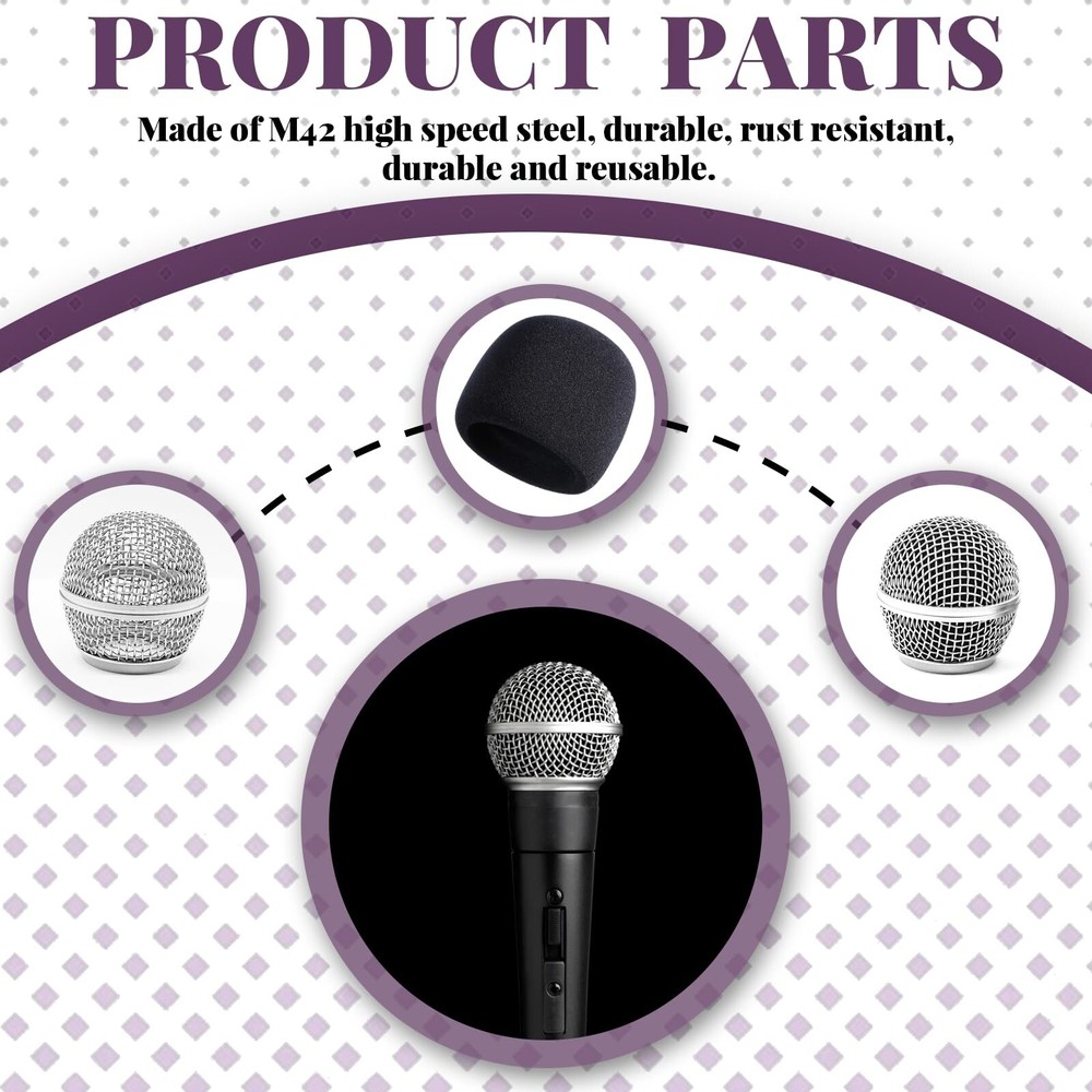 4 Pack Microphone Head Replacement Standard Size with Foam