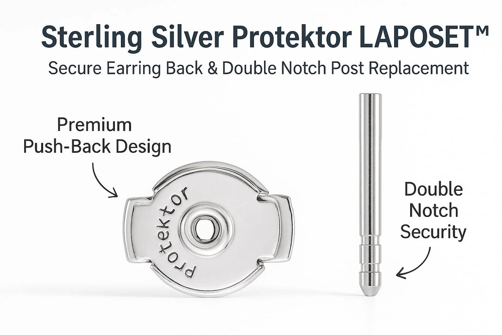 Sterling Silver Protektor LAPOSET Push Back & Post Secure Earring Back Set