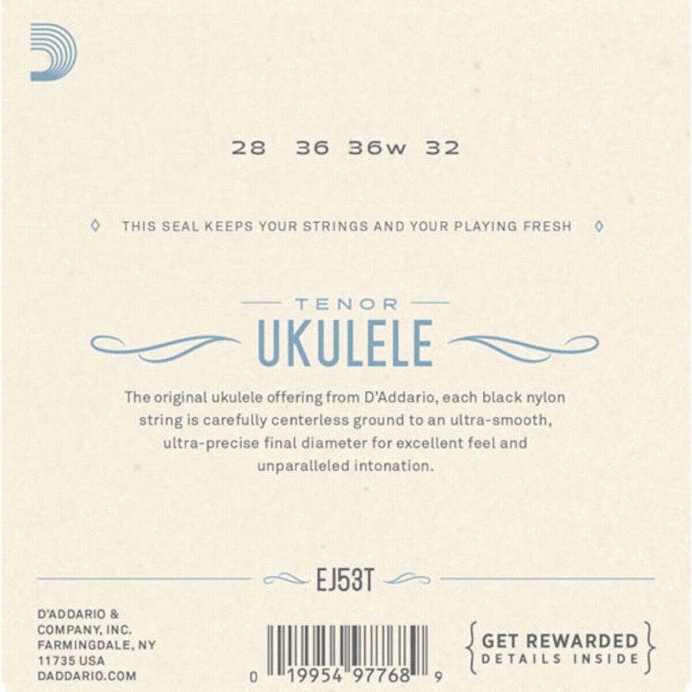 D'Addario Ukulele Strings 3 Sets Black Nylon EJ53T Uke Tenor