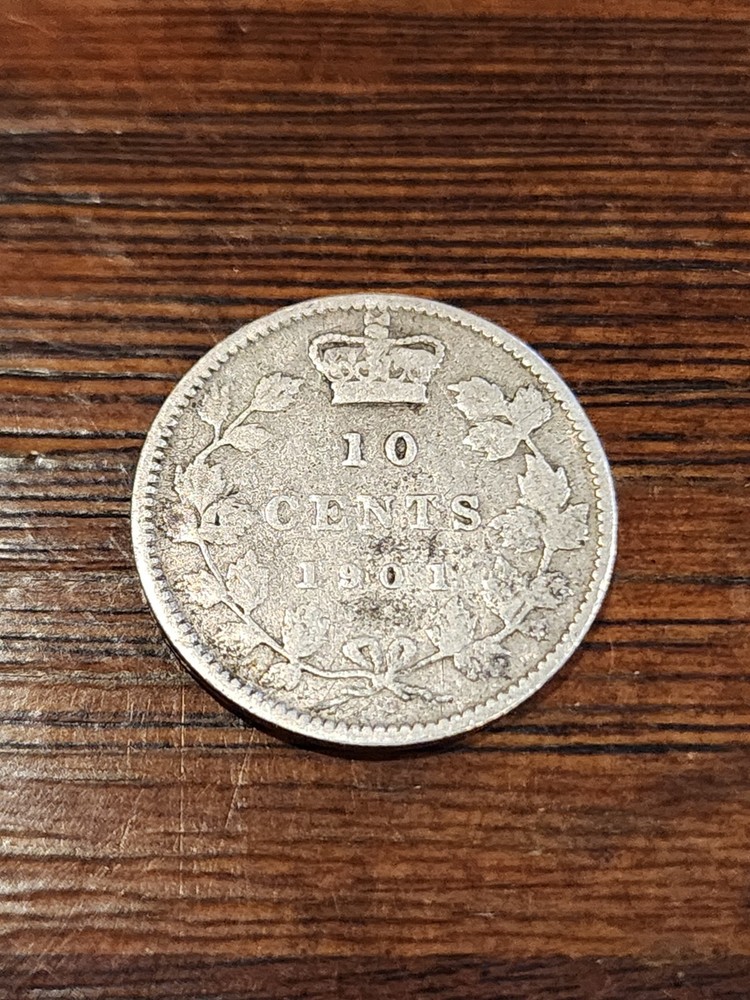 1901 Canada 10 Cents Silver Coin