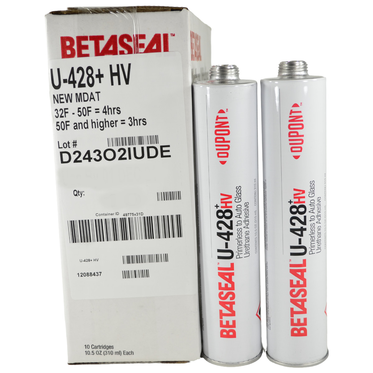 (2) 10.5 oz Tubes Auto Glass Urethane Adhesive, , Glue, U428+HV Primerless