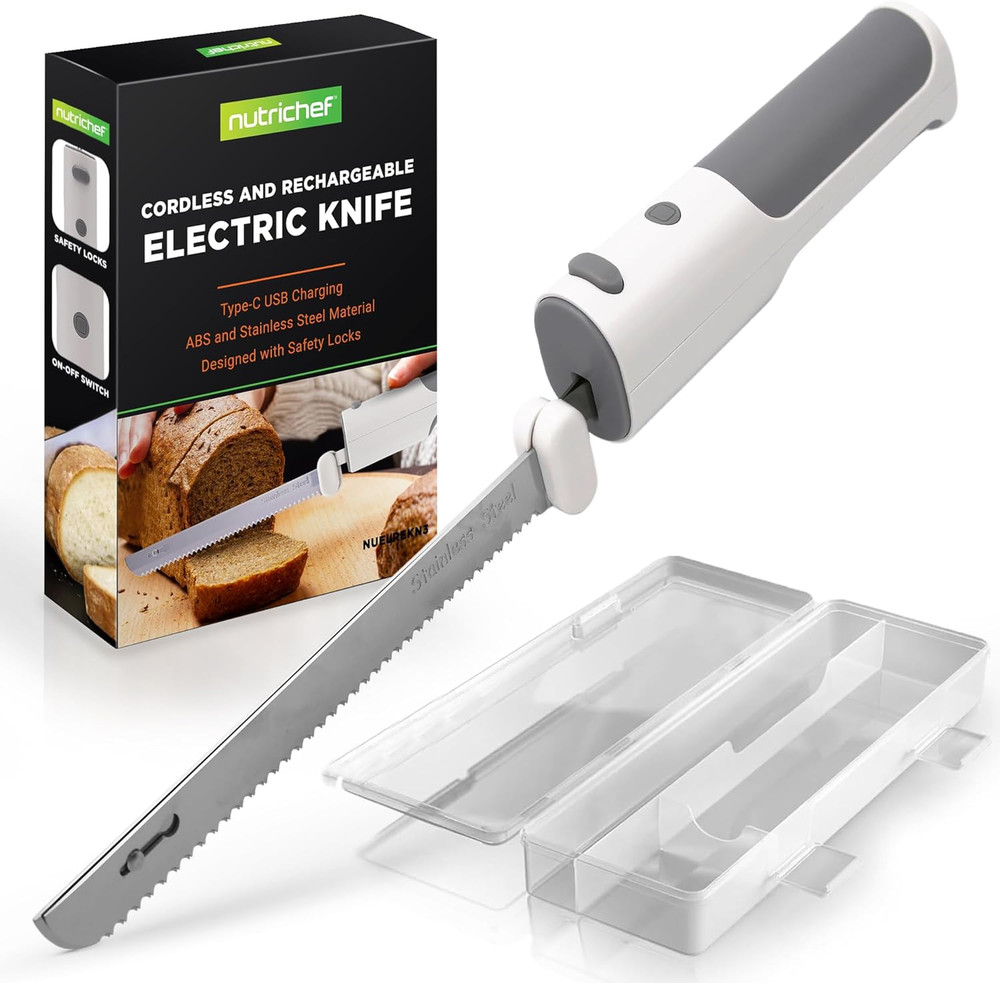 Cordless Electric Knife | Easy to Use Constant ON/OFF Safety Function Button | C