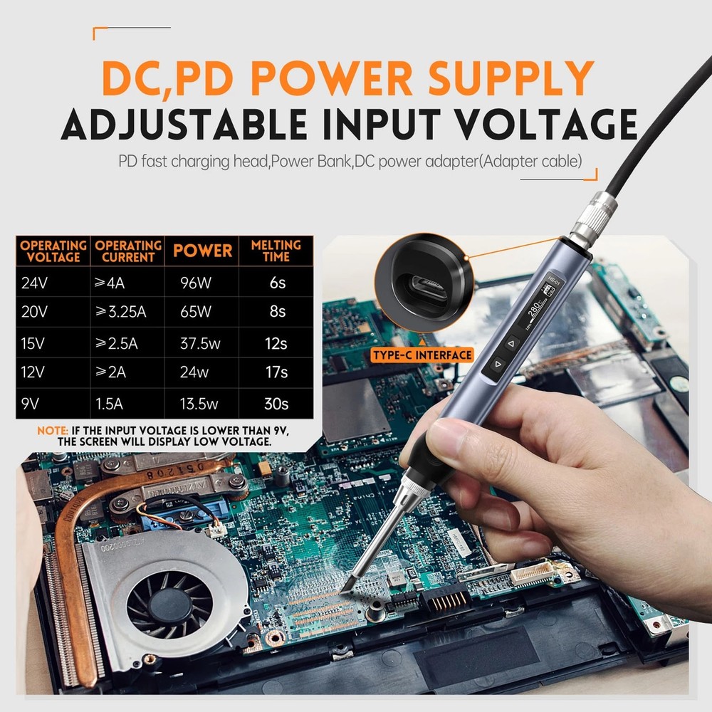 (Black)Electric Soldering Iron Digital Temperature Adjustable Fast Heating New