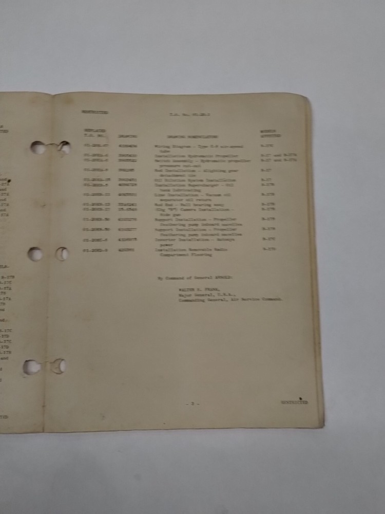 2-Sets-Boeing-Drawing References Technical Order No. 01-20-1, May 4, 1943-Origin