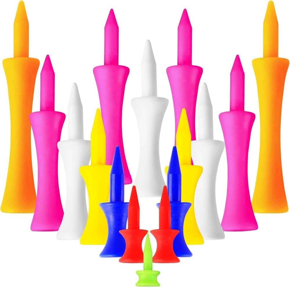 50/100 Count Step Down Plastic Golf Castle Tees, Unbreakable, Mixed or Same