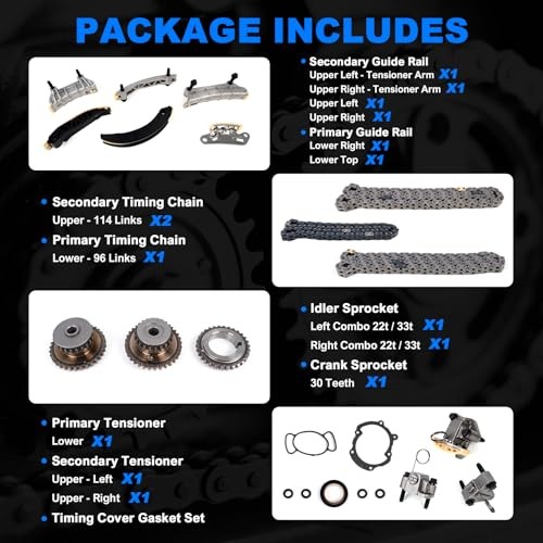 3.6 Timing Chain Kit with Tensioner & Guides - Compatible with Chevy