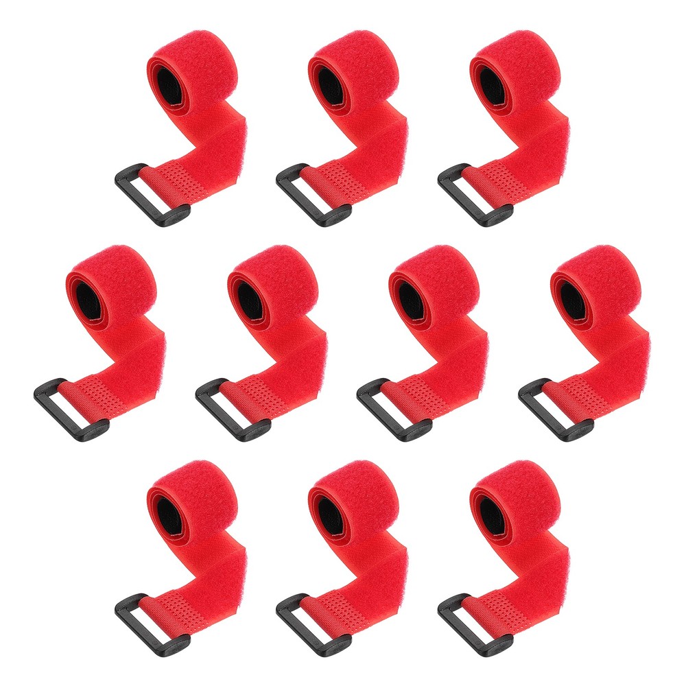 10pcs Reusable Cinch Straps 1"x14" Hook and Loop Cable Securing Straps, Red