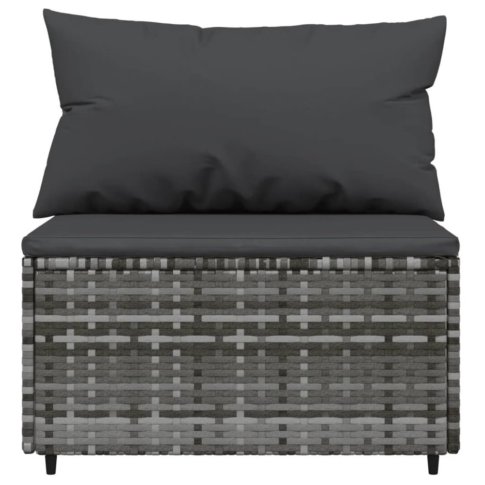 Patio Lounge Set Grey Poly Rattan Medium Adjustable Feet