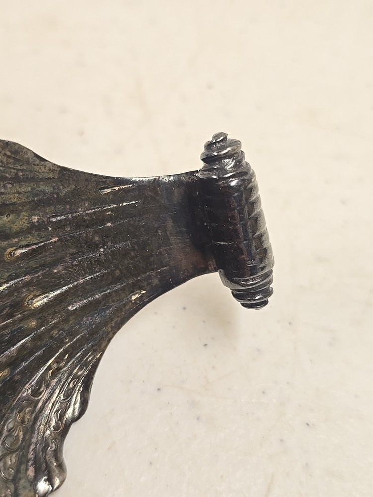 Antique Victorian Scroll Handle Dolphin Footed Silver Shell Dish Salt Dip