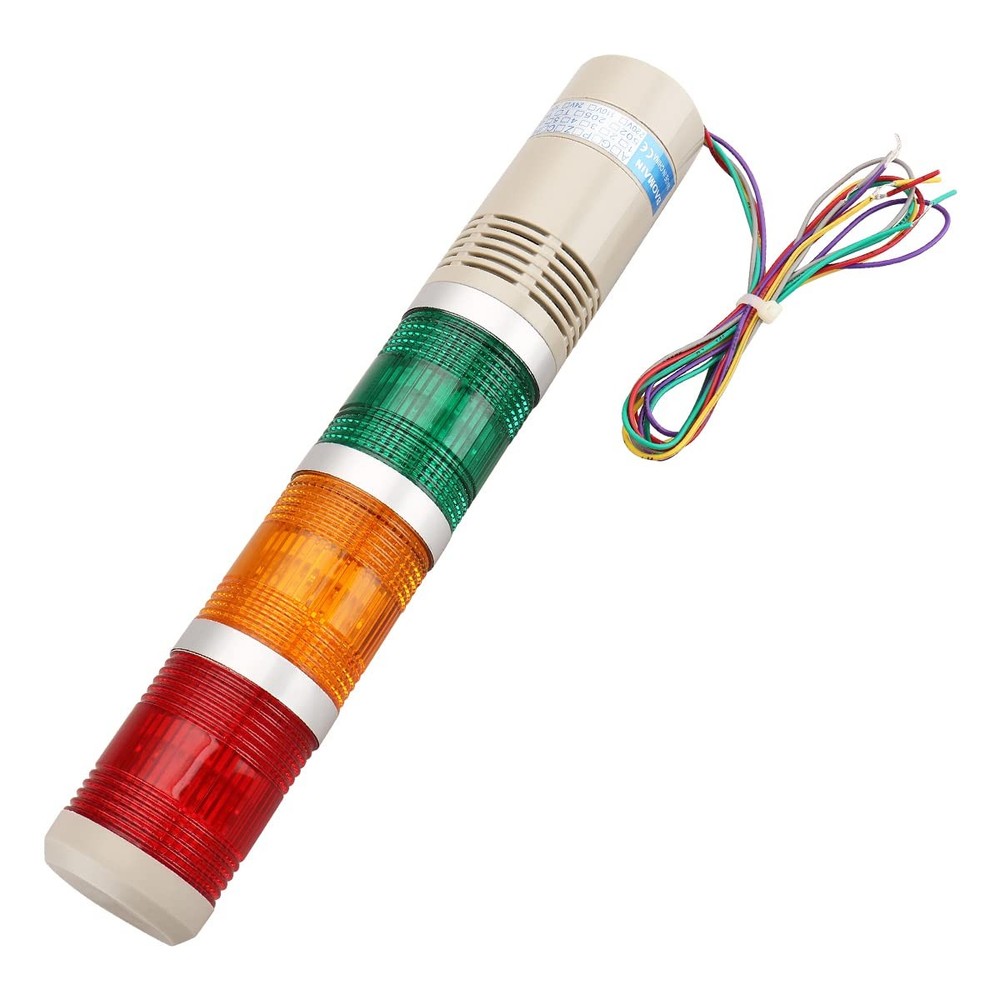 Industry Tower Lamp Stack Continuous Signal Light Buzzer DC 24V 5W Red Yellow