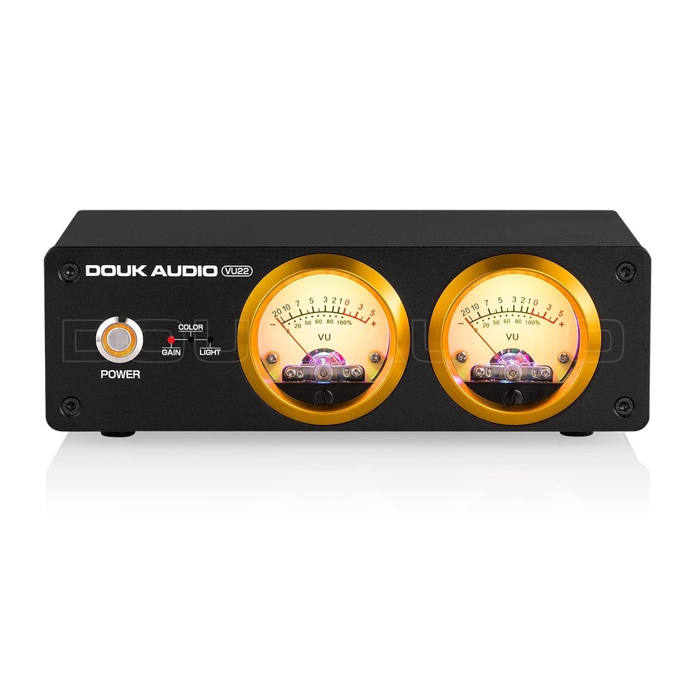 Douk Audio VU22 Dual Analog VU Meter Display DB Panel MIC+LINE Sound Level Me...