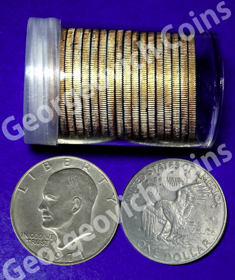 1971 D Eisenhower Dollar Roll Average Circulation Ike 20 Clad Coins Total