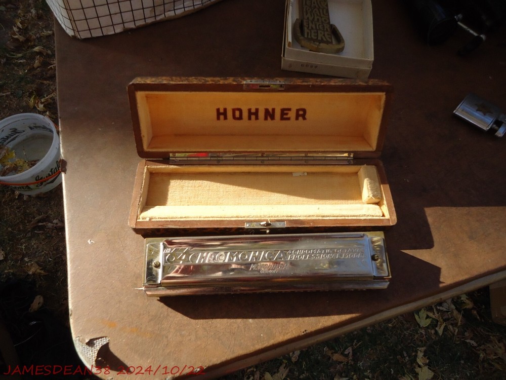 Vintage Hohner 64 Chromonica Harmonica W CASE