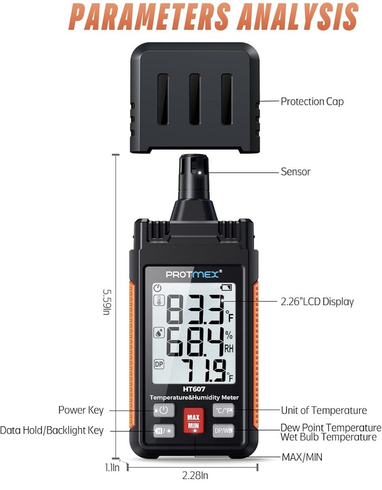 HT607 Temperature Humidity Meter High Precision Digital Hygrometer
