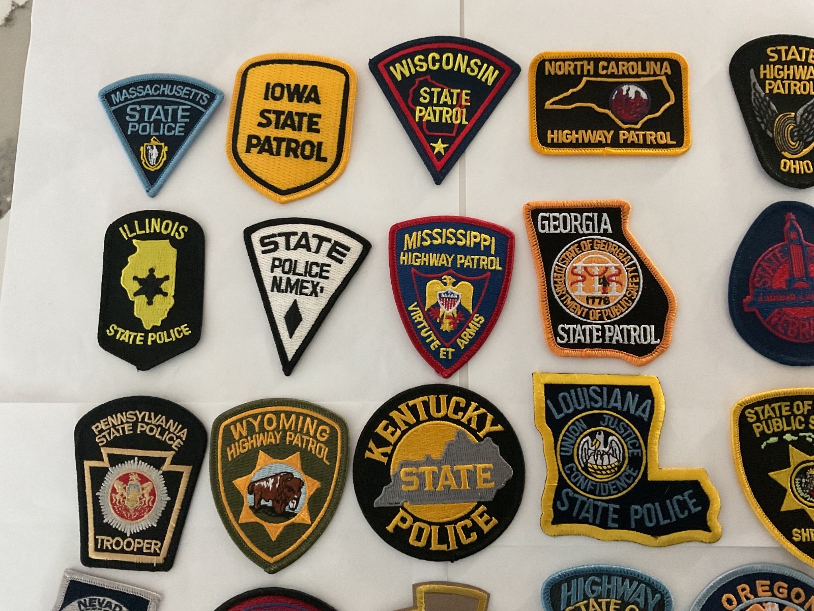 Police collectors patch set 50 pieces state patches. All hat size smaller patch