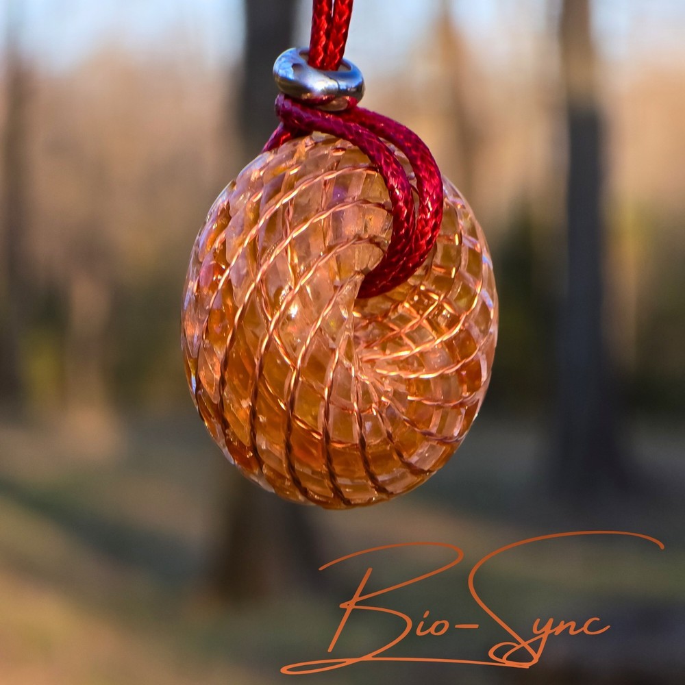 Phi Torus Vortex Energy Pendant— Clear Quartz + Oregon Fire Opal Copper Coil