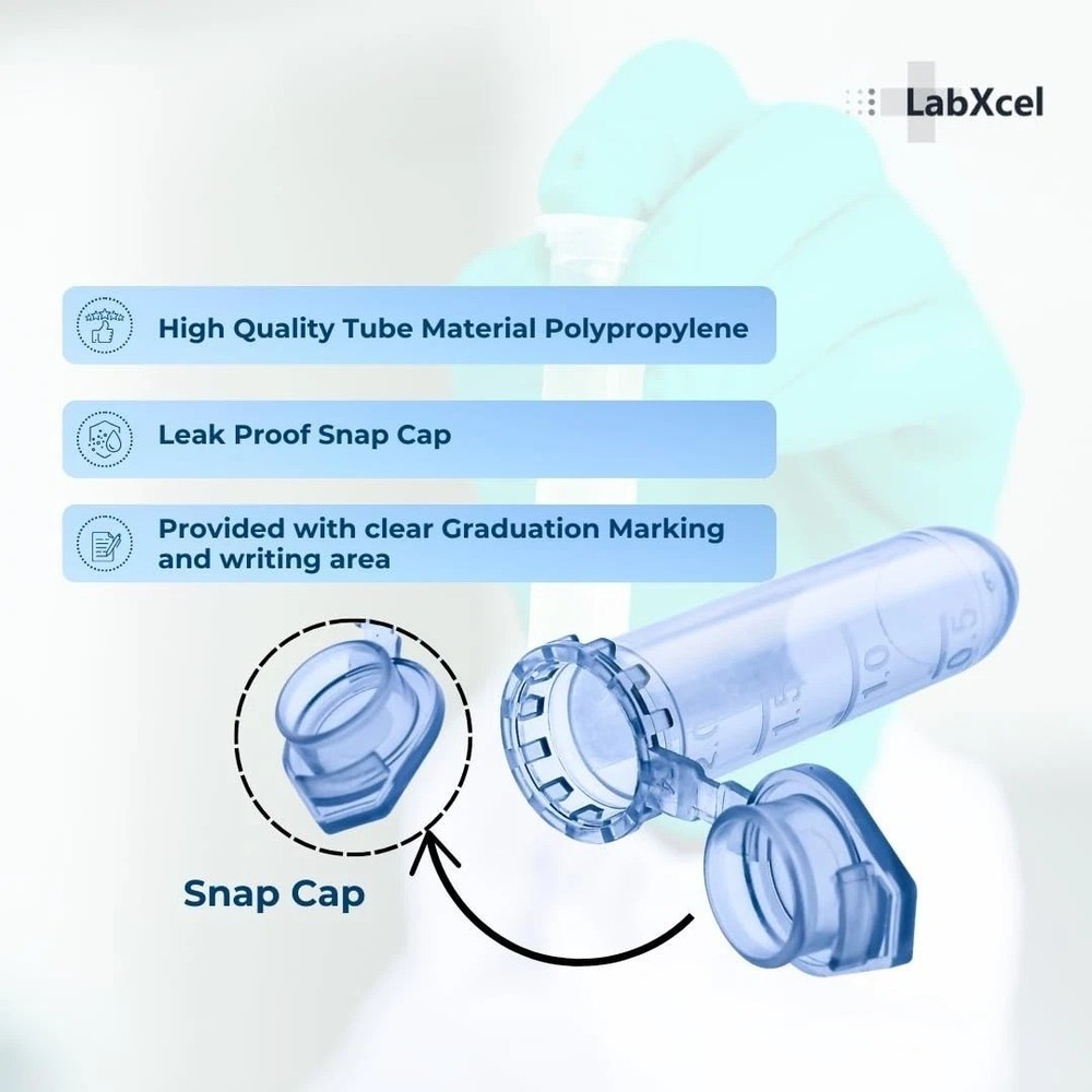 LabXcel Centrifuge Tubes Conical Snap Caps Polypropylene for Labs 2ml - 2000x