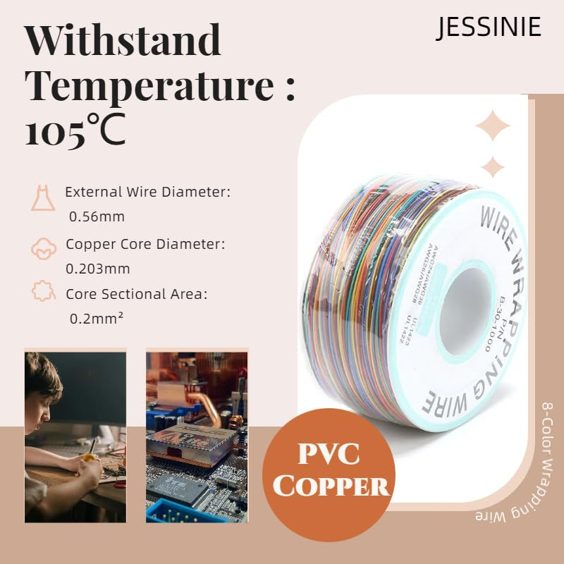8-Color Electronic Wire - 30 AWG Single Core, 250M Tinned Copper Solid Cable for