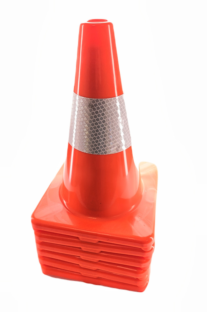 6 Pack 12" Traffic Cones Safety Road Orange PVC 3M Reflective Stackable Parking