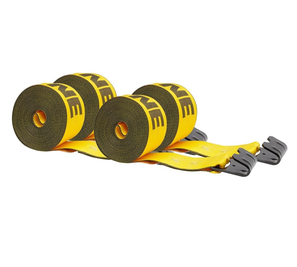 (4 Pack) Kinedyne 4" x 30' Winch Strap with Flat Hook - Gold