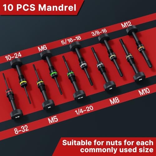 Rivet Nut Tool Rivet Nut Kit, Rivnut Tool Kit with 10 Metric and SAE black