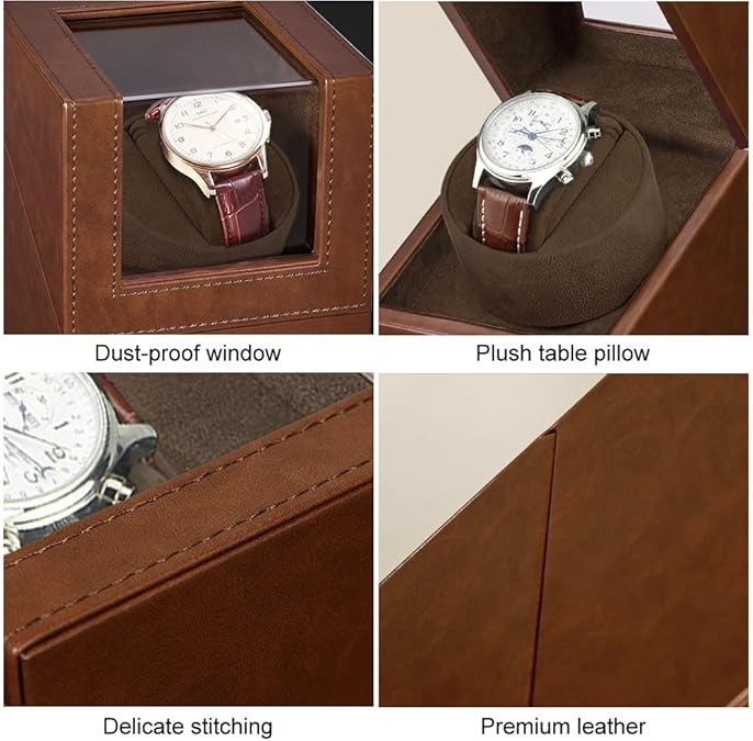 Automatic Rotation Single Watch Winder Box Leather Storage Display Case Gift