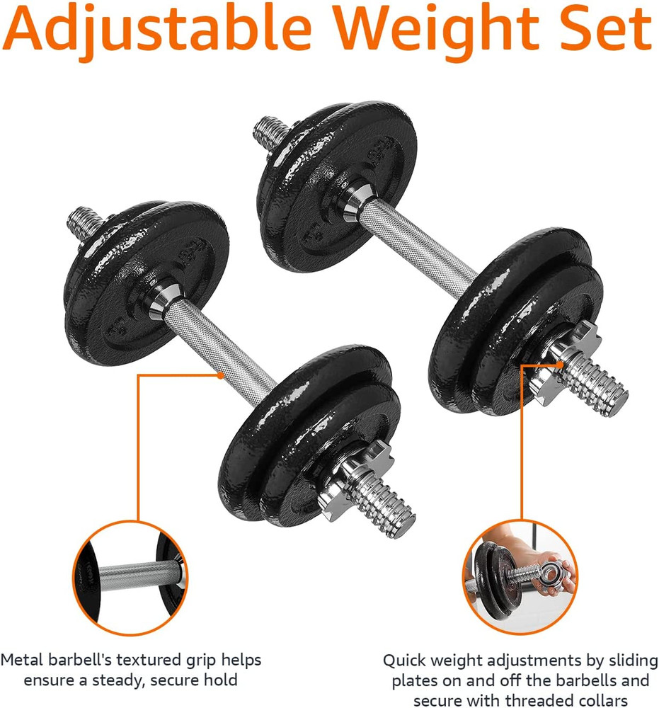 Adjustable Dumbbell Hand Weight Set with Storage Case, Portable, Secure, 38 Poun