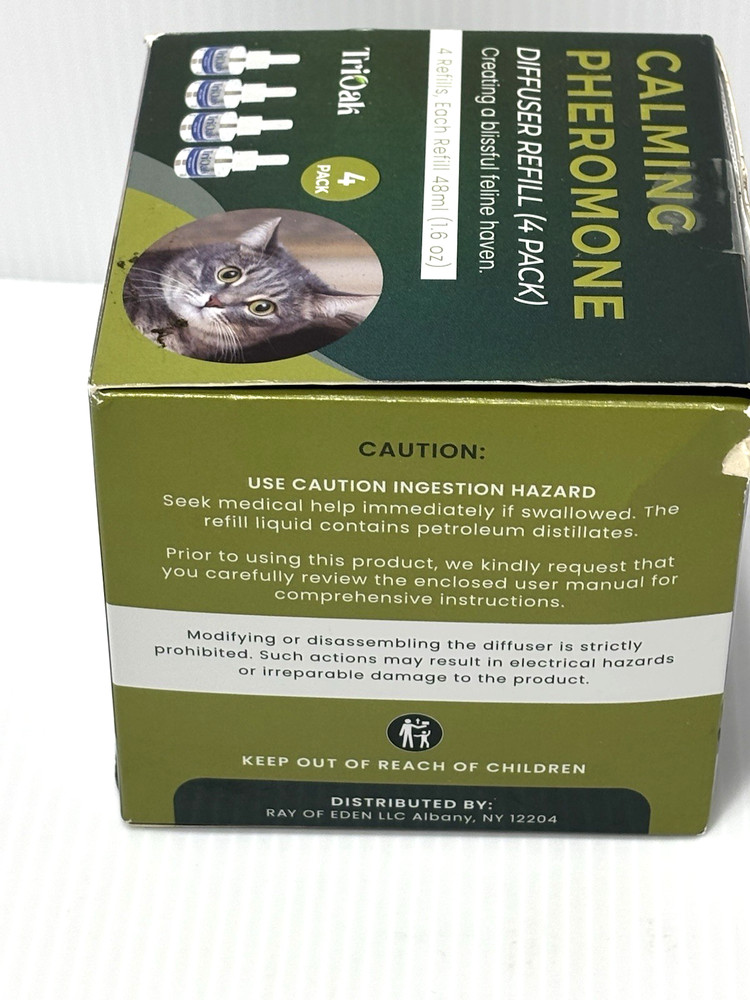 TriOak Cat Pheromone Diffuser Refill 4 Pack Calming 48ml 1.6oz Each for Cats Kit