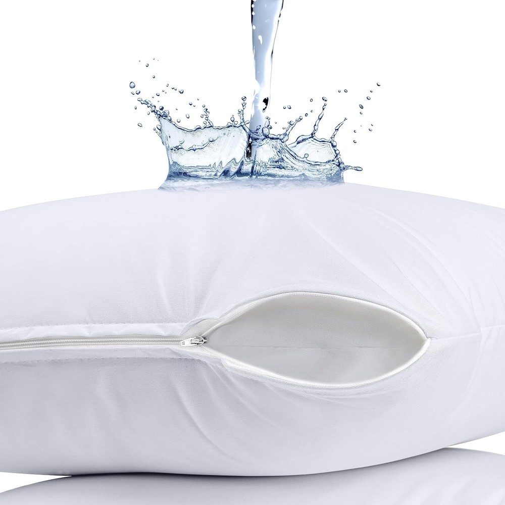 Utopia Bedding Waterproof Pillow Protector Zippered (2 Pack) Standard – Bed