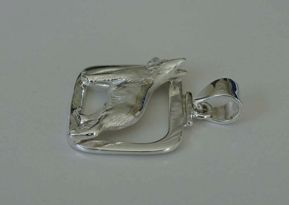 Large Sterling Silver German Shepherd Dog Standing Study