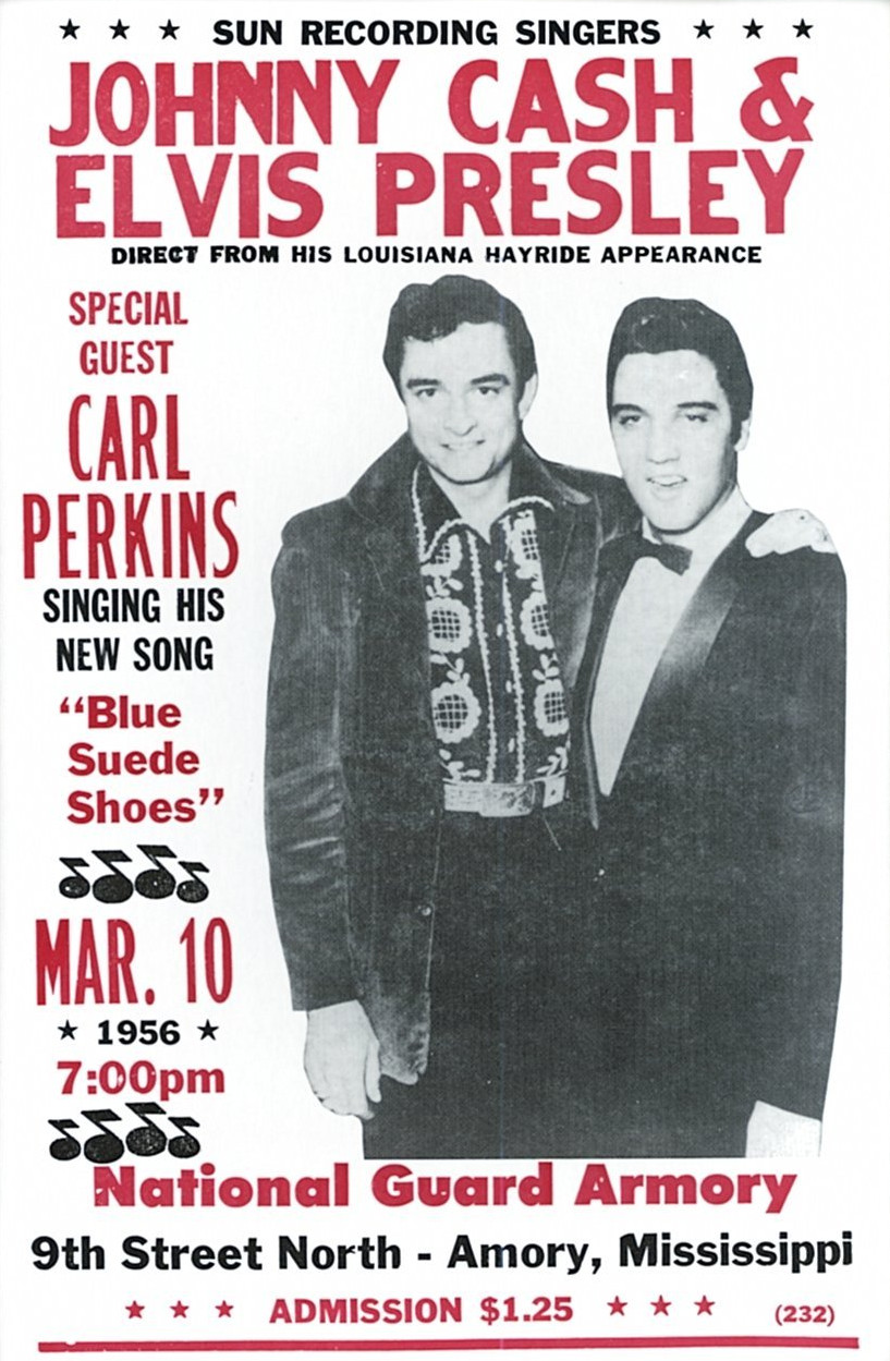 1956 Johnny Cash & Elvis Presley Poster Print Hound Dog Blue Suede Shoes 🎙⭐👑🍿