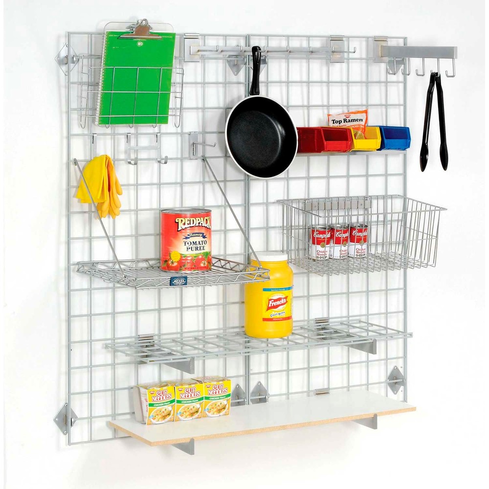 Global Industrial Wire Grid Panel With Wall Mount Hook Poly-Green 72"W x 48"D