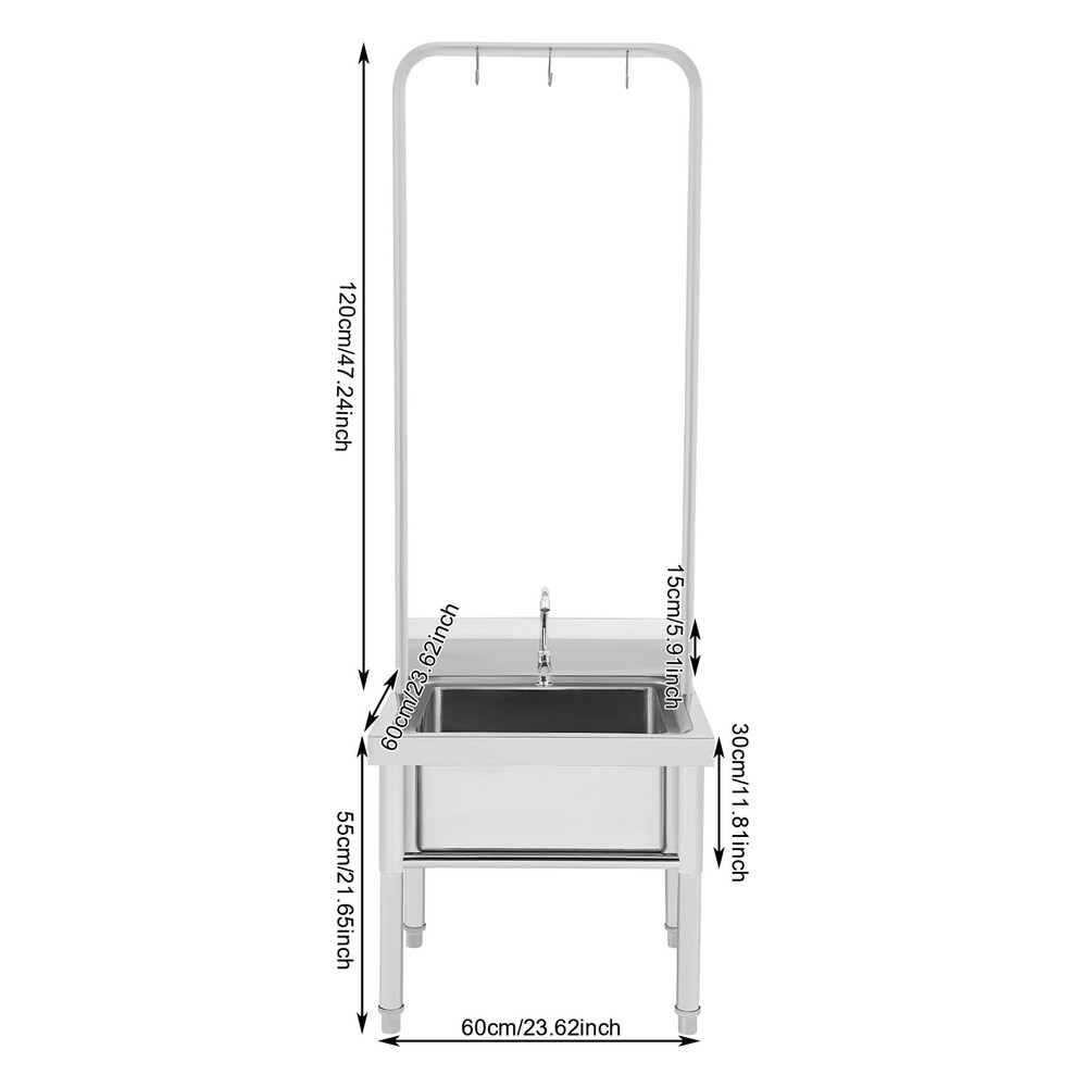 Silver 201 Stainless Steel Mop Sink - Durable and Versatile Cleaning Solution