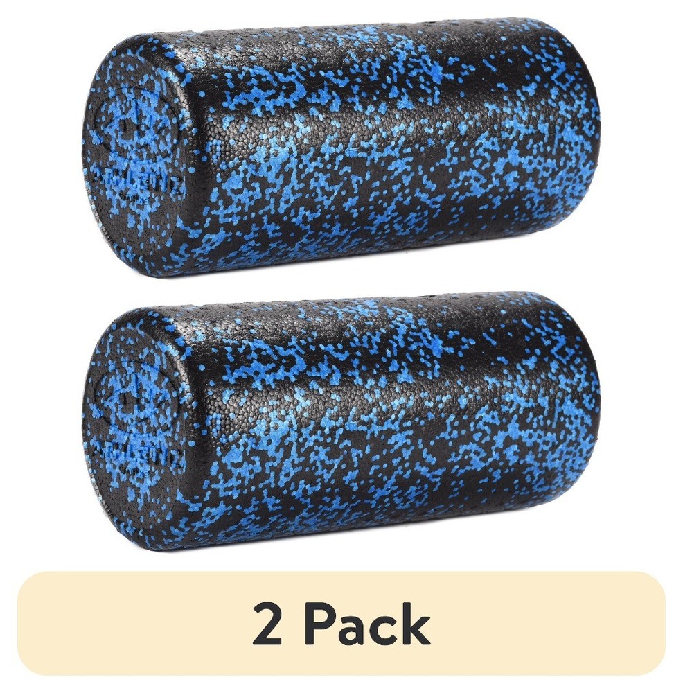 (2 pack) High Density Foam Roller, 13" Length, Blue/Black