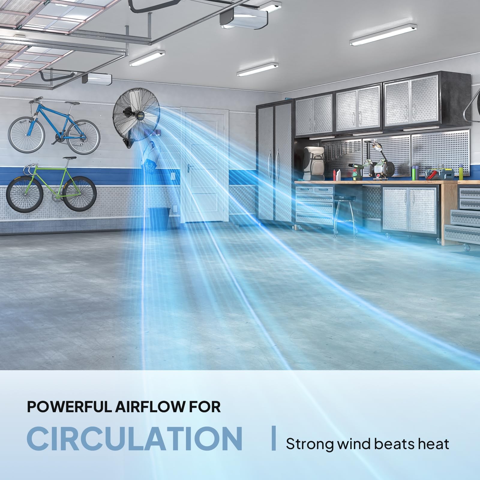 24" Wall Mounted Industrial Fan High Velocity 6170 CFM Oscillating 2-Pack