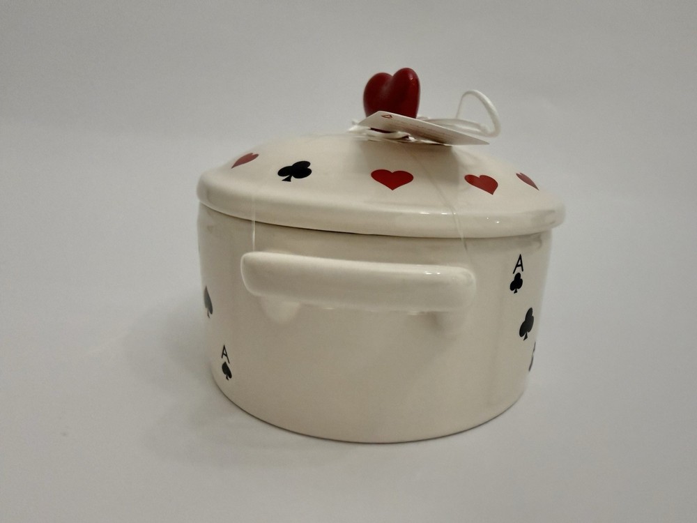Playing Cards Valentines Mini Heart Round Pot