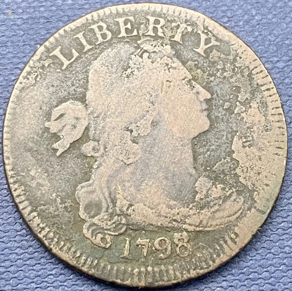 1798 over 7 Draped Bust Large Cent 1c Better Grade  #42833